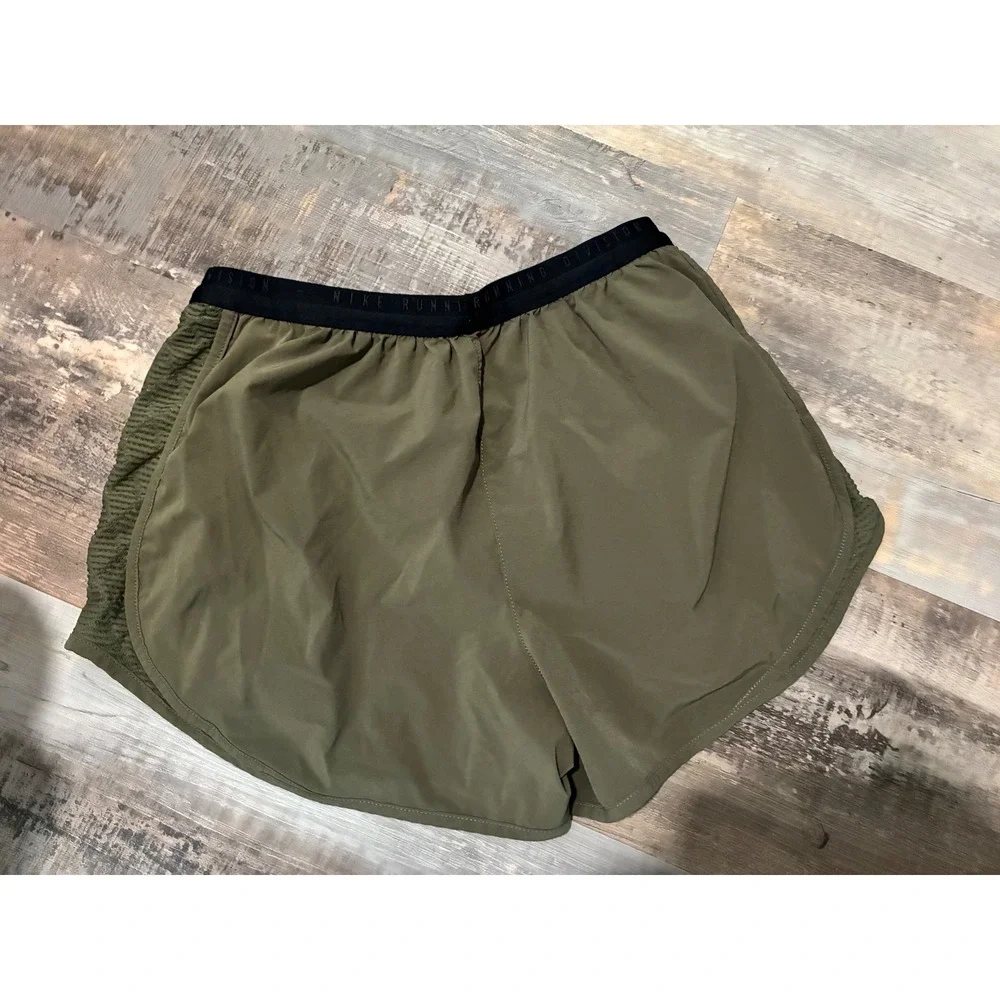 Nike Running Division Dri-FIT Shorts Olive Green Women Medium Athletic Training